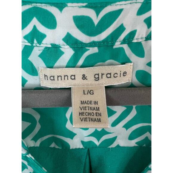 Hanna and Grace Green w/White Geometric Shape Tank Top L - Picture 2 of 4